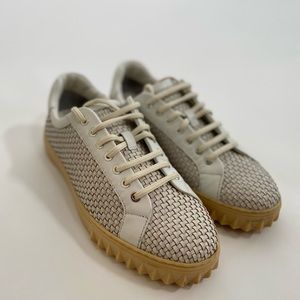 Salvatore Ferragamo Men's White Cube Woven Sneaker